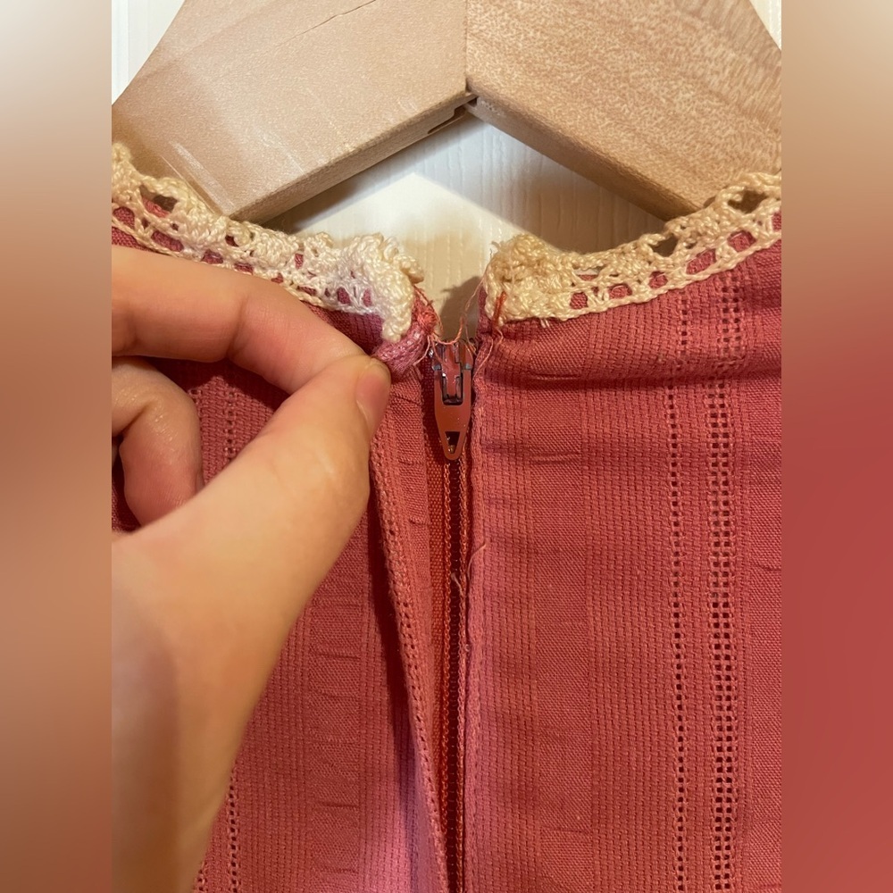 Prairie Cottagecore Vintage 1960s Pink Long Sleeve Maxi Dress Size 7 *Rare* - Picture 16 of 16